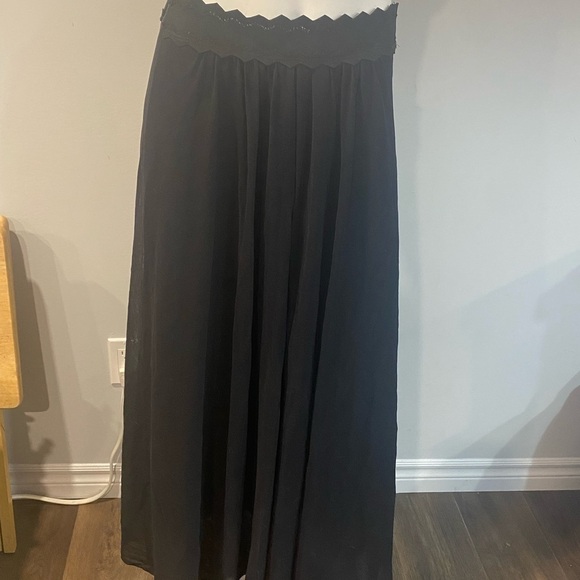 Fuzzi zig zag waist maxi skirt full length flowy layered black medium Italy - Picture 1 of 6